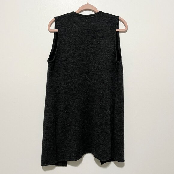 Tahari Womens Merino Wool Blend Sleeveless Cardigan Size L Gray Capsule Tunic - Picture 2 of 6